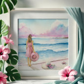 Waterverf aan de kust foto afdruk