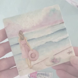 Waterverf aan de kust uniek stenen onderzetter