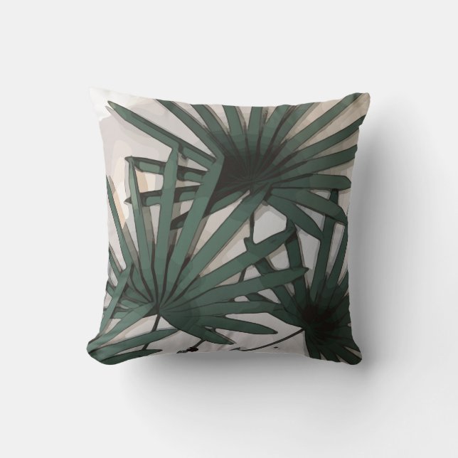 Waterverf aan twee zijden donkergroen en grijs kussen (Voorkant)