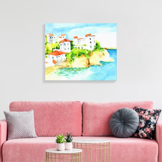 Waterverf aan zee stad home decor muur canvas kuns (Insitu (Woonkamer))
