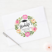 Waterverf - Aangepast Afstuderen met blokletters Ronde Sticker (Envelop)