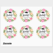 Waterverf - Aangepast Afstuderen met blokletters Ronde Sticker (Vel)