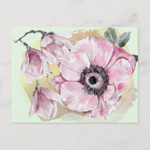 Waterverf Aangepast Magnolia Pink Briefkaart