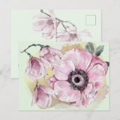 Waterverf Aangepast Magnolia Pink Briefkaart (Voorkant / Achterkant)