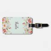Waterverf Aangepast monogram Bagagelabel Floral (Voorkant horizontaal)