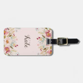 Waterverf Aangepast monogram Bagagelabel Floral (Voorkant horizontaal)