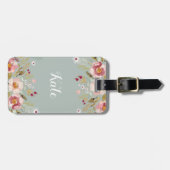Waterverf Aangepast monogram Bagagelabel Floral (Voorkant horizontaal)