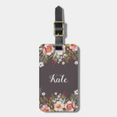 Waterverf Aangepast monogram Bagagelabel Floral (Voorkant verticaal)