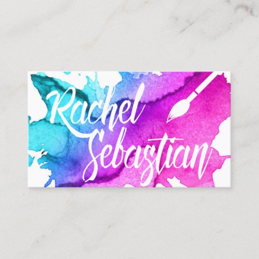 Waterverf Aangepast script voor artistieke toepass Visitekaartje (Voorkant)