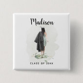 Waterverf Aangepaste Afstuderen Button (Voorkant)