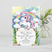 Waterverf Aangepaste Eenhoorn Baby shower Kaart (Staand voorkant)