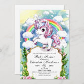 Waterverf Aangepaste Eenhoorn Baby shower Kaart (Voorkant / Achterkant)