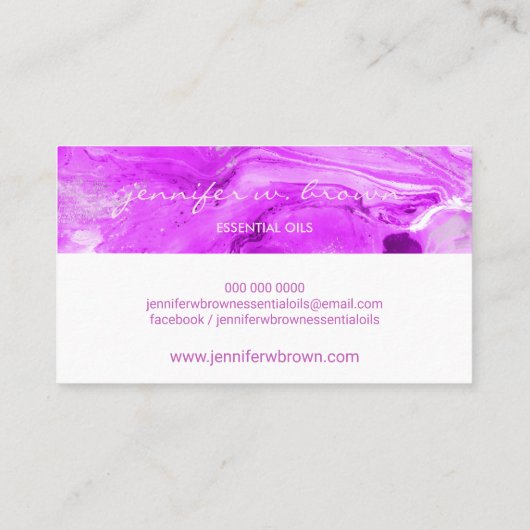 waterverf Aangepaste Essential Oils roze marmer Visitekaartje (Achterkant)