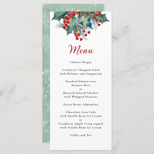 Waterverf aangepaste feestdag menu (Voorkant / Achterkant)