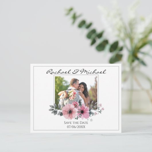 Waterverf Aangepaste foto Opslaan Datum Briefkaart (Staand voorkant)