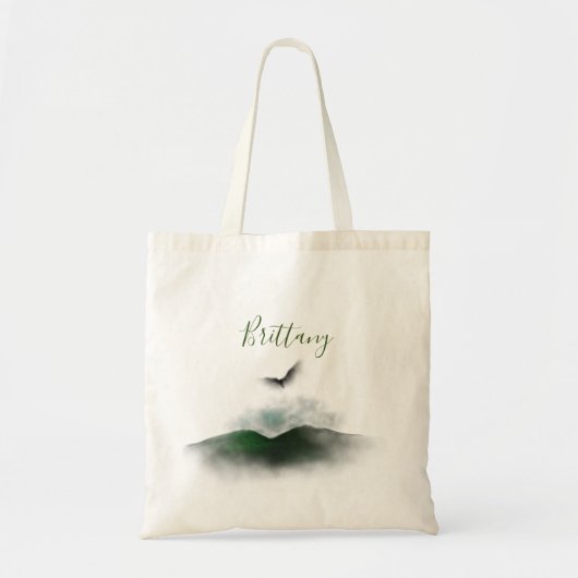 Waterverf aangepaste handtekening naam groen tote bag (Voorkant)
