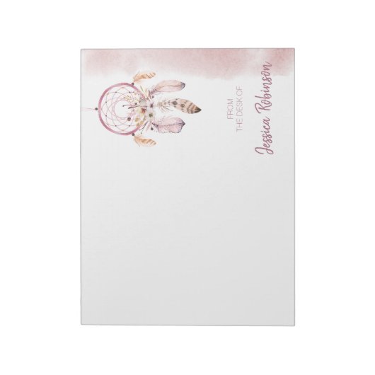 Waterverf Aangepaste naam Script Boho Dream Catche Notitieblok (Linkerzijde)