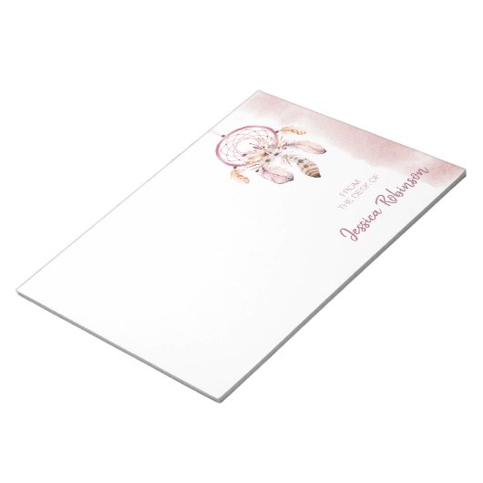 Waterverf Aangepaste naam Script Boho Dream Catche Notitieblok (Schuin)