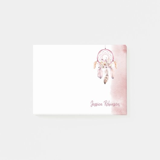 Waterverf Aangepaste naam Script Boho Dream Catche Post-it® Notes (Voorkant)