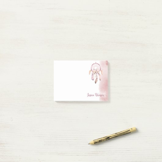 Waterverf Aangepaste naam Script Boho Dream Catche Post-it® Notes (Op bureau)