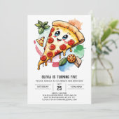 Waterverf aangepaste pizza verjaardag kaart (Staand voorkant)
