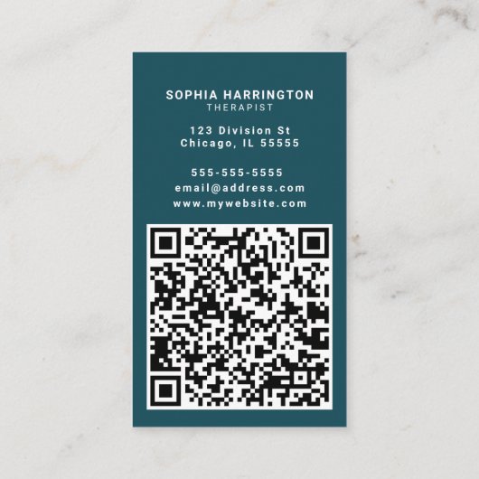 Waterverf Aangepaste QR Code Scannable Therapist Visitekaartje (Achterkant)