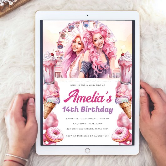 Waterverf Aangepaste Rollercoaster Party Kaart