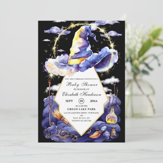 Waterverf Aangepaste Wizard Pet Baby shower Kaart (Staand voorkant)