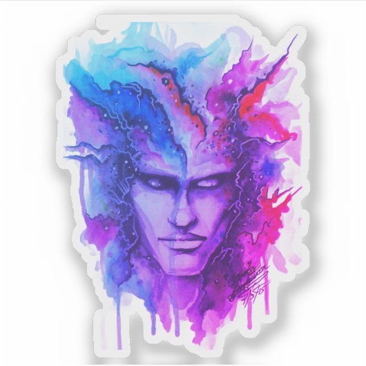 Waterverf aangezicht Sticker (Voorkant)