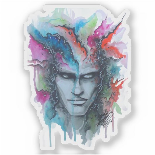 Waterverf aangezicht Sticker (Voorkant)