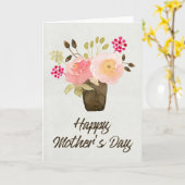 Waterverf aanjager - Happy Moederdag Kaart (Gele Bloem)