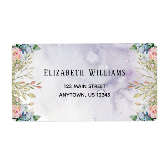 Waterverf aanjager Paarse roze verzendlabels Etiket (Voorkant)