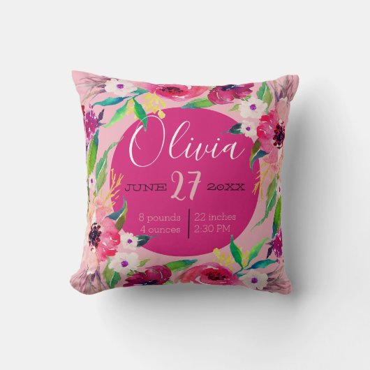Waterverf Aankondiging baby geboorte Kussen (Voorkant)