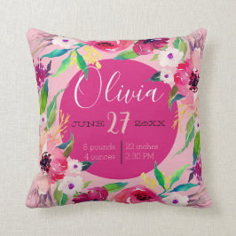 Waterverf Aankondiging baby geboorte Kussen