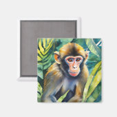 Waterverf Aap Dier Magneet (Voorkant / Achterkant)