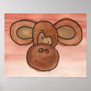 Waterverf aap Poster
