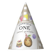 Waterverf Aardappel 1e verjaardag Feesthoedjes (Voorkant)