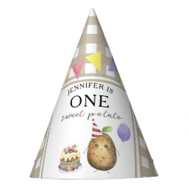 Waterverf Aardappel 1e verjaardag Feesthoedjes