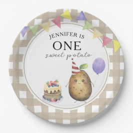 Waterverf Aardappel 1e verjaardag Papieren Bordje