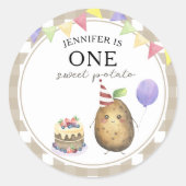 Waterverf Aardappel 1e verjaardag Ronde Sticker (Voorkant)