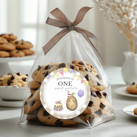 Waterverf Aardappel 1e verjaardag Ronde Sticker