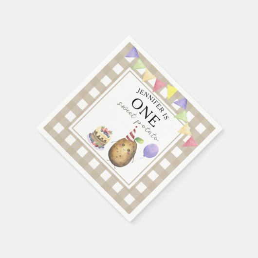 Waterverf Aardappel 1e verjaardag Servet (Hoek)