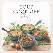 Waterverf Aardappelsoep Kook-Competitie Potluck Fe Kartonnen Onderzetters (Voorkant)