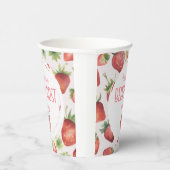 Waterverf Aardbei 1e Berry Eerste Verjaardag Papieren Bekers (Rechts)