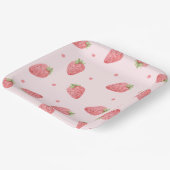 Waterverf Aardbei 1e Verjaardagsfeestje Berry Papieren Bordje (Gebogen)