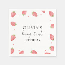 Waterverf Aardbei 1e Verjaardagsfeestje Berry