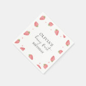 Waterverf Aardbei 1e Verjaardagsfeestje Berry Servet (Hoek)