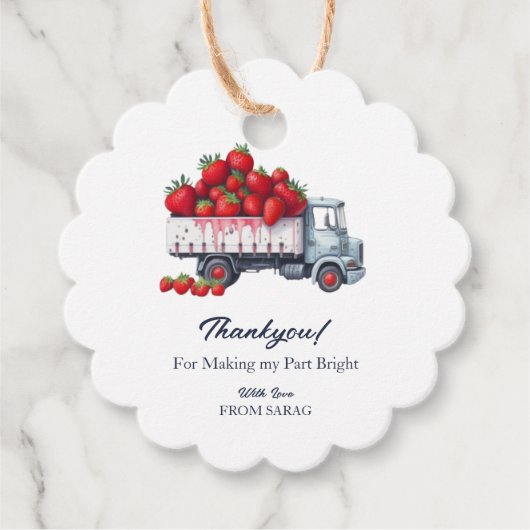 Waterverf Aardbei baby shower bedankt Bedankjes Labels (Voorkant)