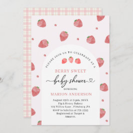 Waterverf Aardbei Baby shower Invitation Kaart