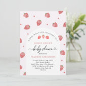 Waterverf Aardbei Baby shower Invitation Kaart (Staand voorkant)